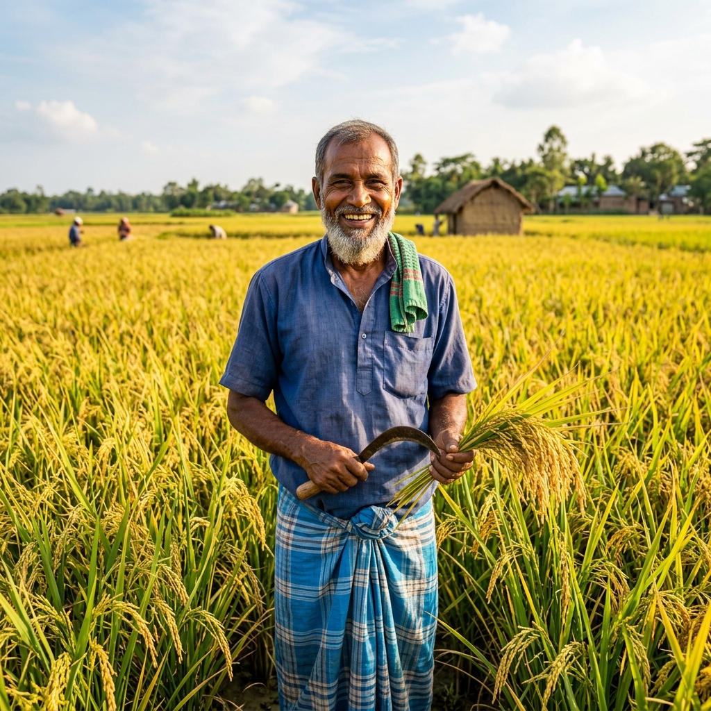 Smiling happy Bangladeshi farmer